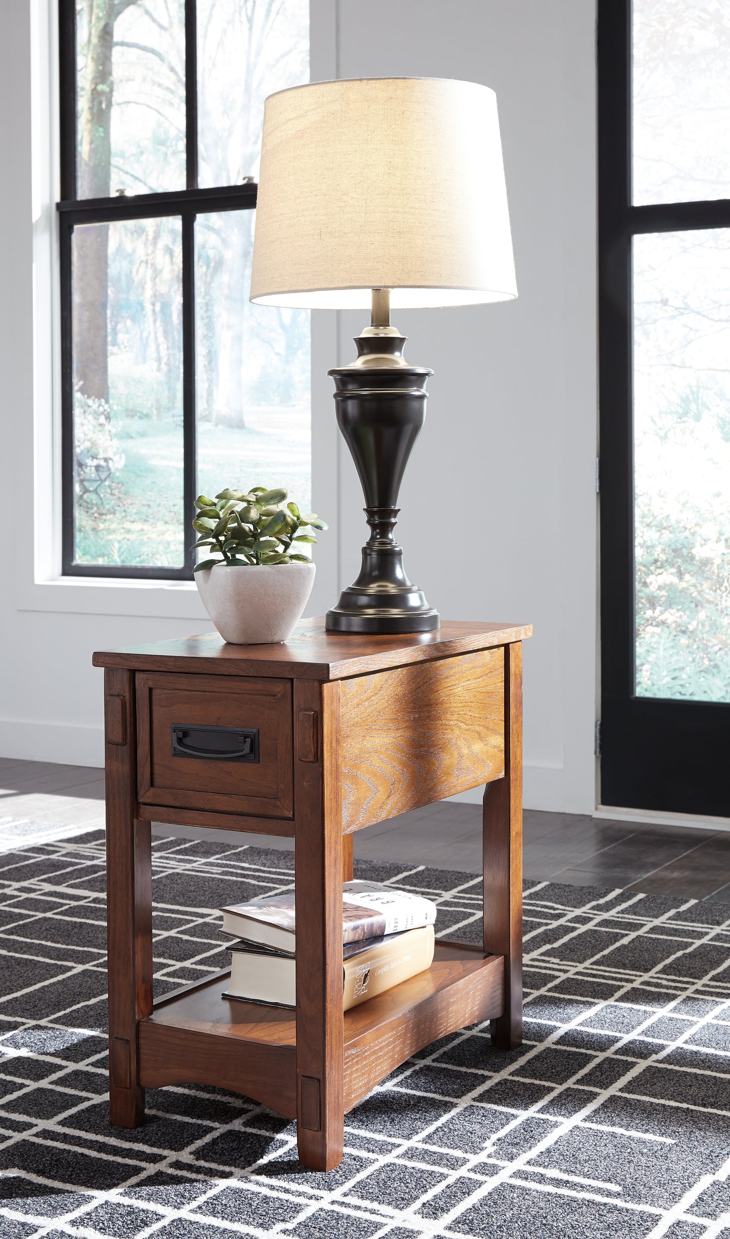 Pines Furniture Outlet - Ashley Furniture - Breegin Chairside End Table - Chair Side End Table / Brown - T007-319