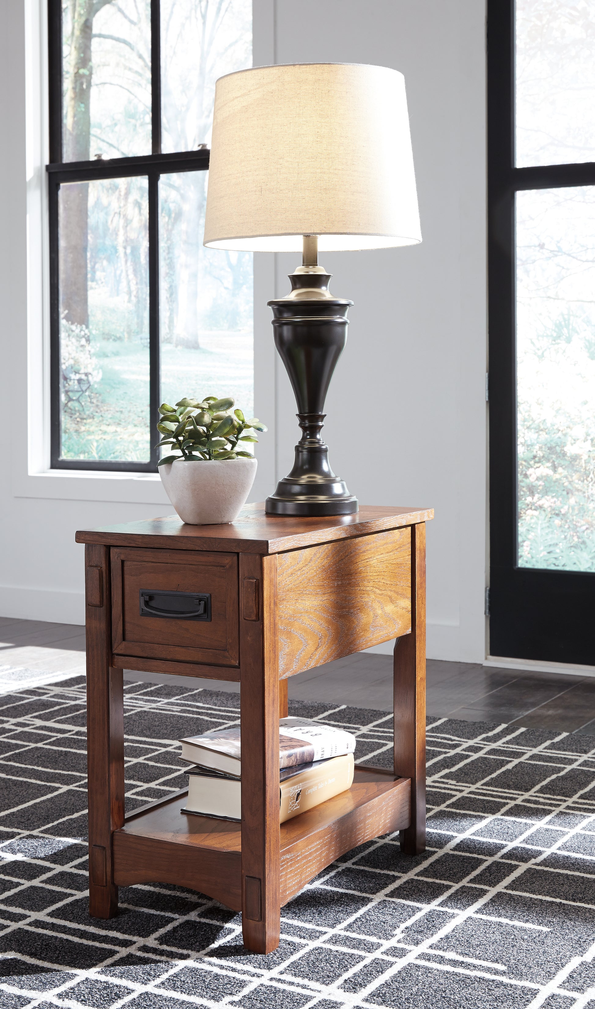 Pines Furniture Outlet - Ashley Furniture - Breegin Chairside End Table - Chair Side End Table / Brown - T007-319