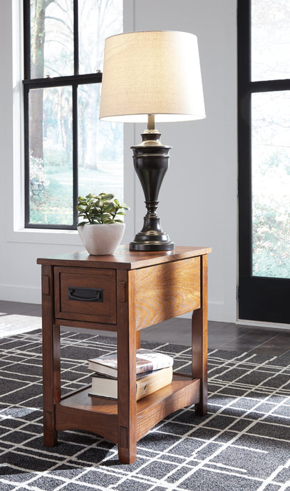 Pines Furniture Outlet - Ashley Furniture - Breegin Chairside End Table - Chair Side End Table / Brown - T007-319