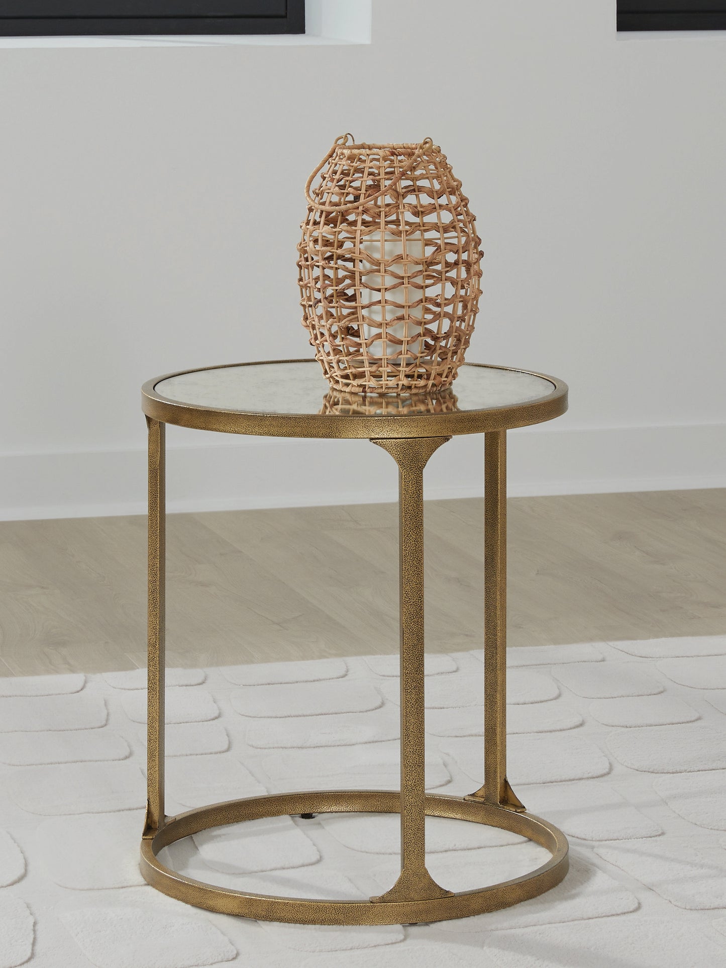 Pines Furniture Outlet - Ashley Furniture - Korajane End Table - Round End Table / Antique Gold - T399-6