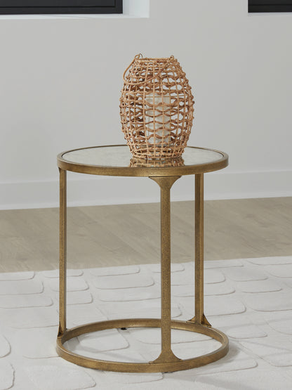 Pines Furniture Outlet - Ashley Furniture - Korajane End Table - Round End Table / Antique Gold - T399-6