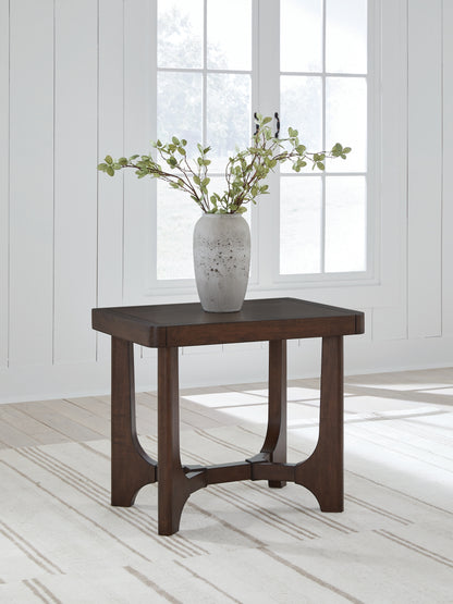 Pines Furniture Outlet - Ashley Furniture - Korestone End Table - Rectangular End Table / Dark Brown - T438-3