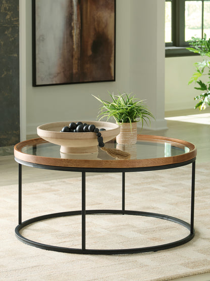 Pines Furniture Outlet - Ashley Furniture - Noraluna Coffee Table - Round Cocktail Table - T502-8