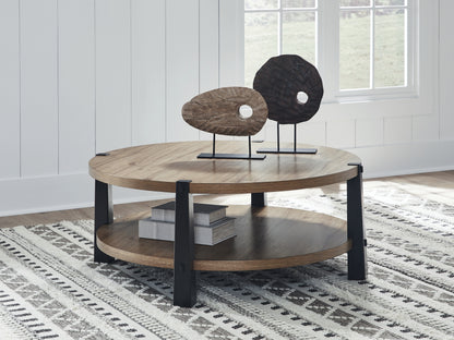 Pines Furniture Outlet - Ashley Furniture - Ridgester Coffee Table - Round Cocktail Table - T518-8