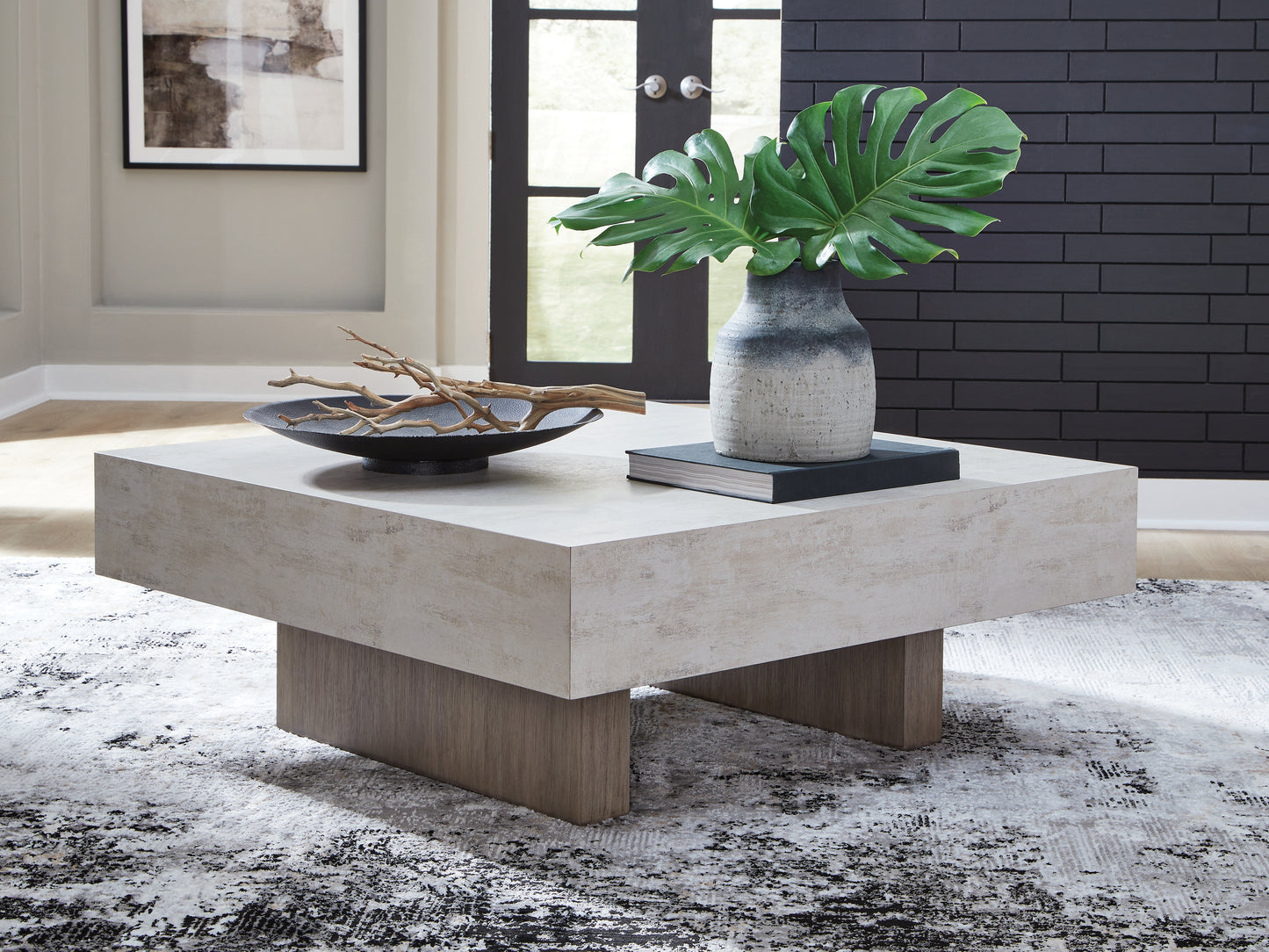 Pines Furniture Outlet - Ashley Furniture - Jorlaina Coffee Table - Square Cocktail Table / Light Grayish Brown - T622-8