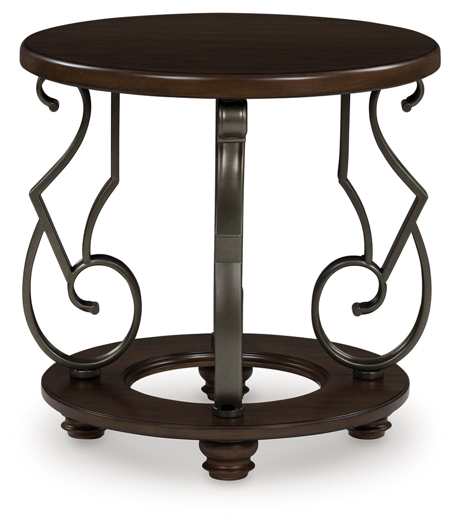 Pines Furniture Outlet - Ashley Furniture - Frallyn End Table - Round End Table / Dark Brown - T623-6