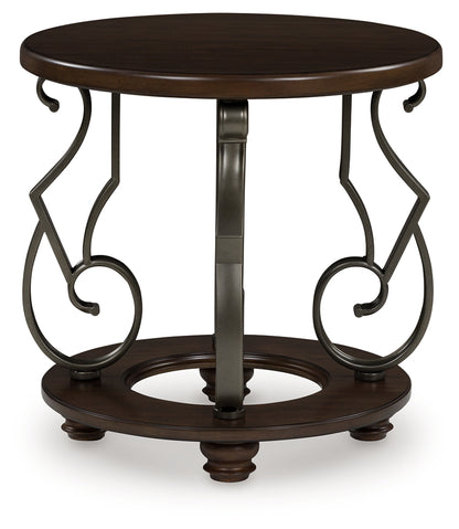 Pines Furniture Outlet - Ashley Furniture - Frallyn End Table - Round End Table / Dark Brown - T623-6