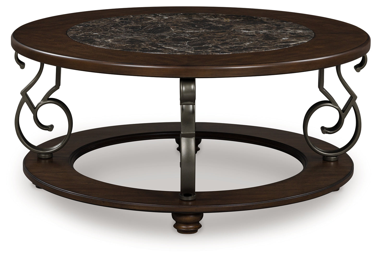 Pines Furniture Outlet - Ashley Furniture - Frallyn Coffee Table - Round Cocktail Table / Dark Brown - T623-8