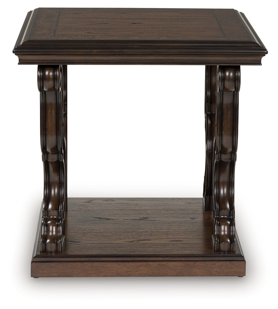 Pines Furniture Outlet - Ashley Furniture - Maylee End Table - Square End Table / Dark Brown - T647-2