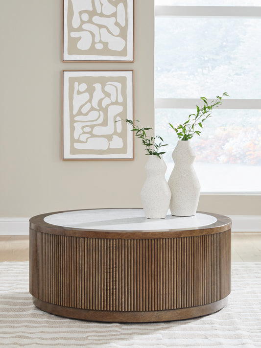 Pines Furniture Outlet - Ashley Furniture - Hadonna Coffee Table - Round Cocktail Table - T658-8