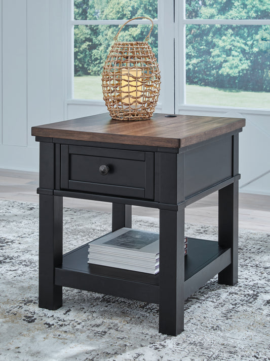 Pines Furniture Outlet - Ashley Furniture - Wildenauer End Table - Rectangular End Table / Brown/Black - T664-3