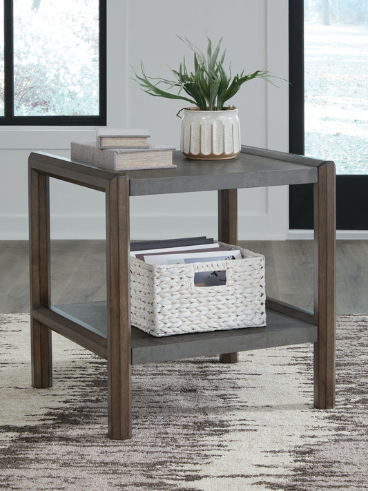 Pines Furniture Outlet - Ashley Furniture - Kallenny End Table - Rectangular End Table / Brown/Gray - T669-3
