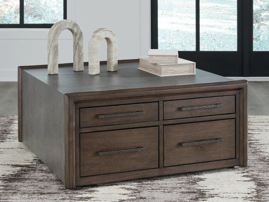 Pines Furniture Outlet - Ashley Furniture - Kallenny Coffee Table - Square Cocktail Table / Brown/Gray - T669-8