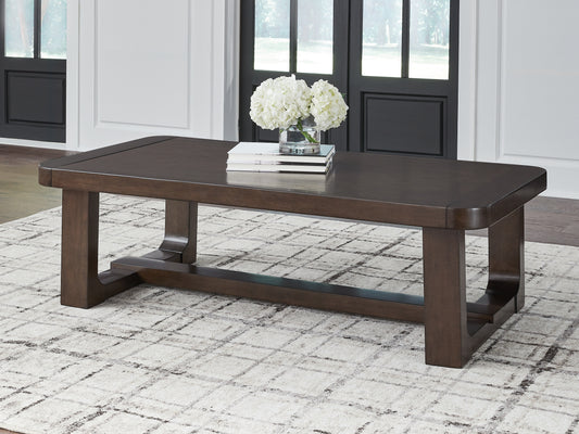 Pines Furniture Outlet - Ashley Furniture - Breckington Coffee Table - Rectangular Cocktail Table / Dark Brown - T856-1