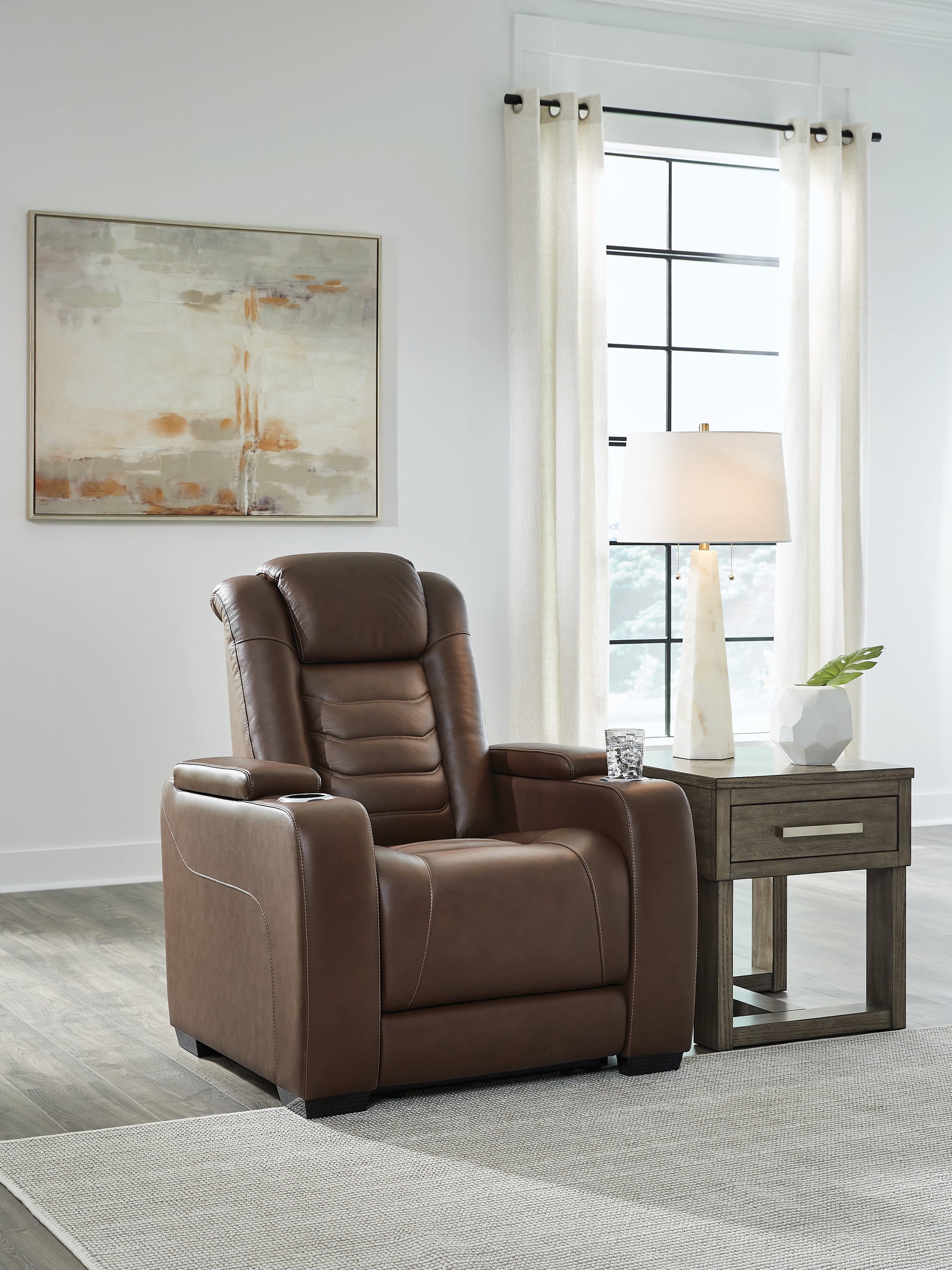 Pines Furniture Outlet - Ashley Furniture - High Impact Living Room - PWR Recliner/ADJ Headrest / Tobacco - U1060113