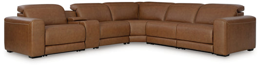 Pines Furniture Outlet - Ashley Furniture - Magic Man Sectional - 5-Piece Power Reclining Sectional / Caramel - PCU10700S7