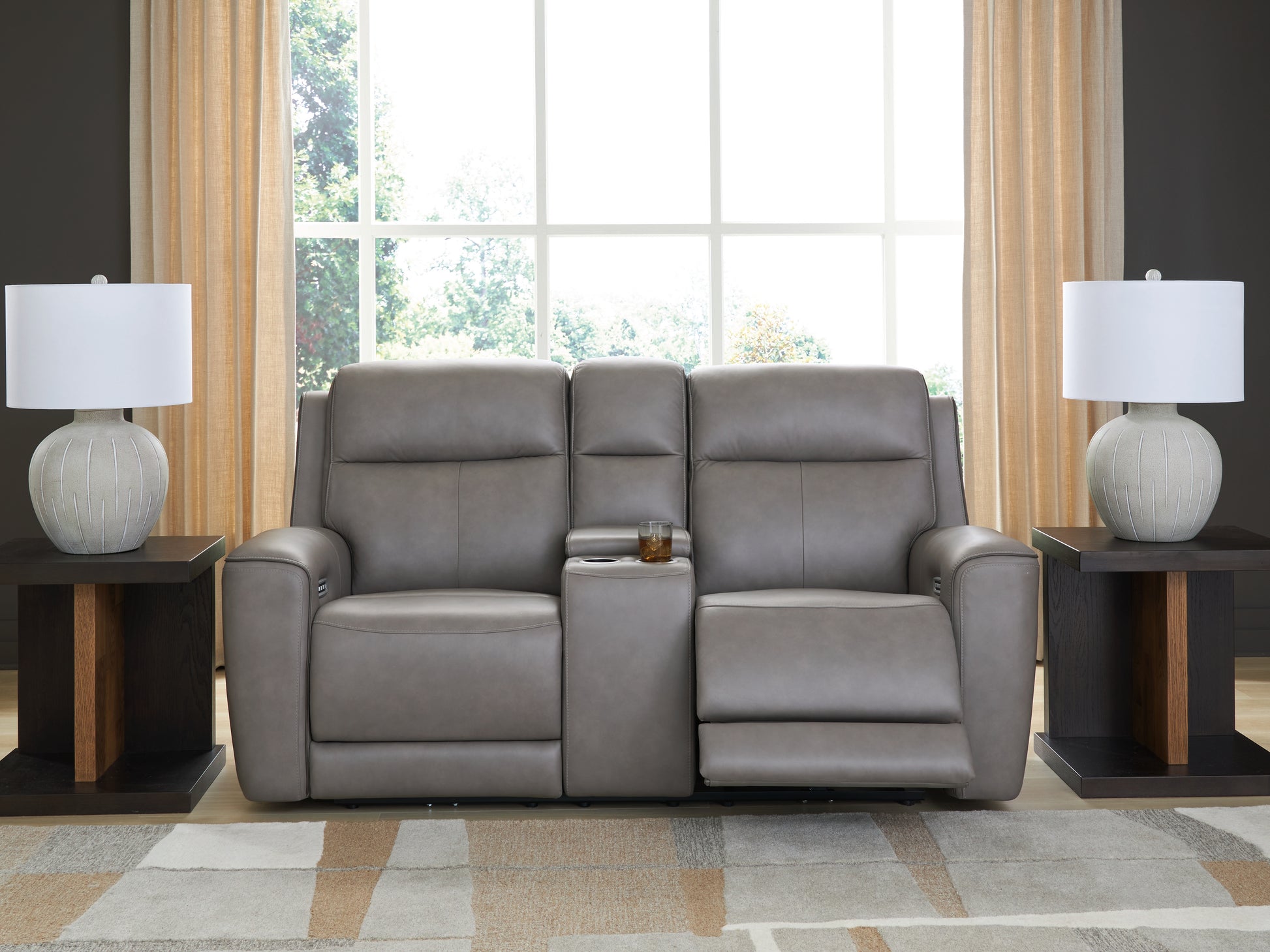 Pines Furniture Outlet - Ashley Furniture - 5Z-Comfort Living Room - PWR Recliner/ADJ Headrest / Onyx - PCU1090213