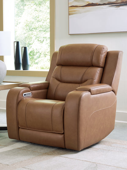 Pines Furniture Outlet - Ashley Furniture - Knightington Living Room - Power Recliner w/Audio Seating / Caramel - PCU1160013A