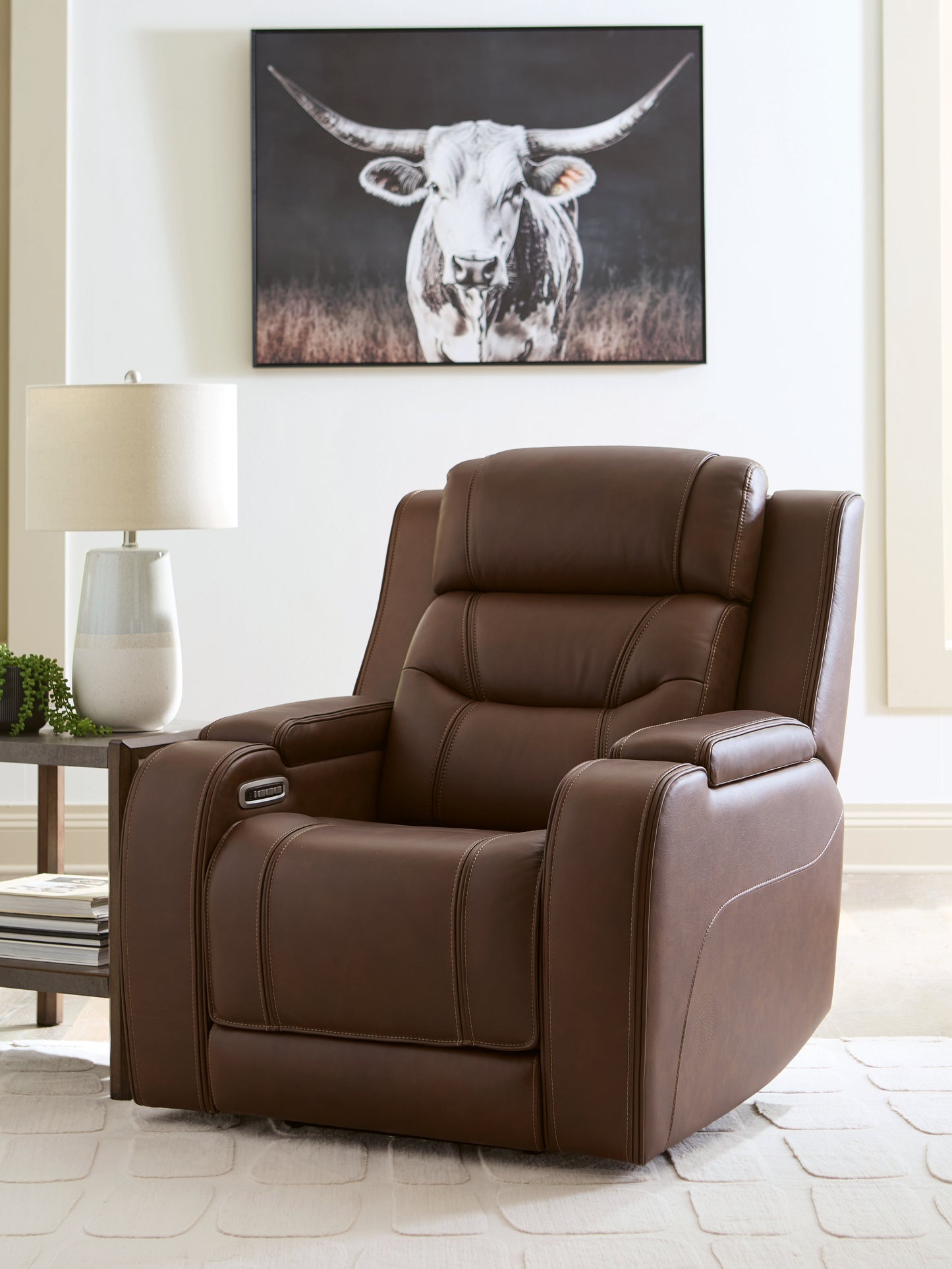 Pines Furniture Outlet - Ashley Furniture - Knightington Living Room - Power Recliner w/Audio Seating / Brown - PCU1160213A