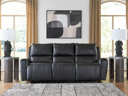 Pines Furniture Outlet - Ashley Furniture - Glossmore Living Room - Reclining Sofa / Black - PCU1170088