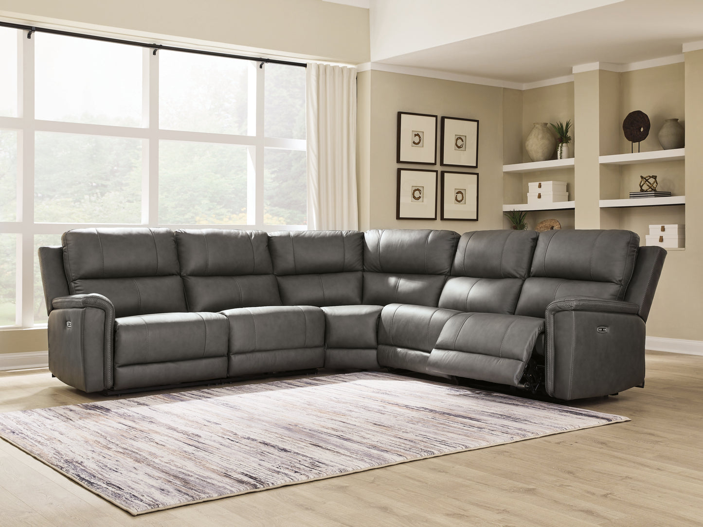 Pines Furniture Outlet - Ashley Furniture - Bleckley Sectional - 5-Piece Power Reclining Sectional / Anchor - PCU12000S4