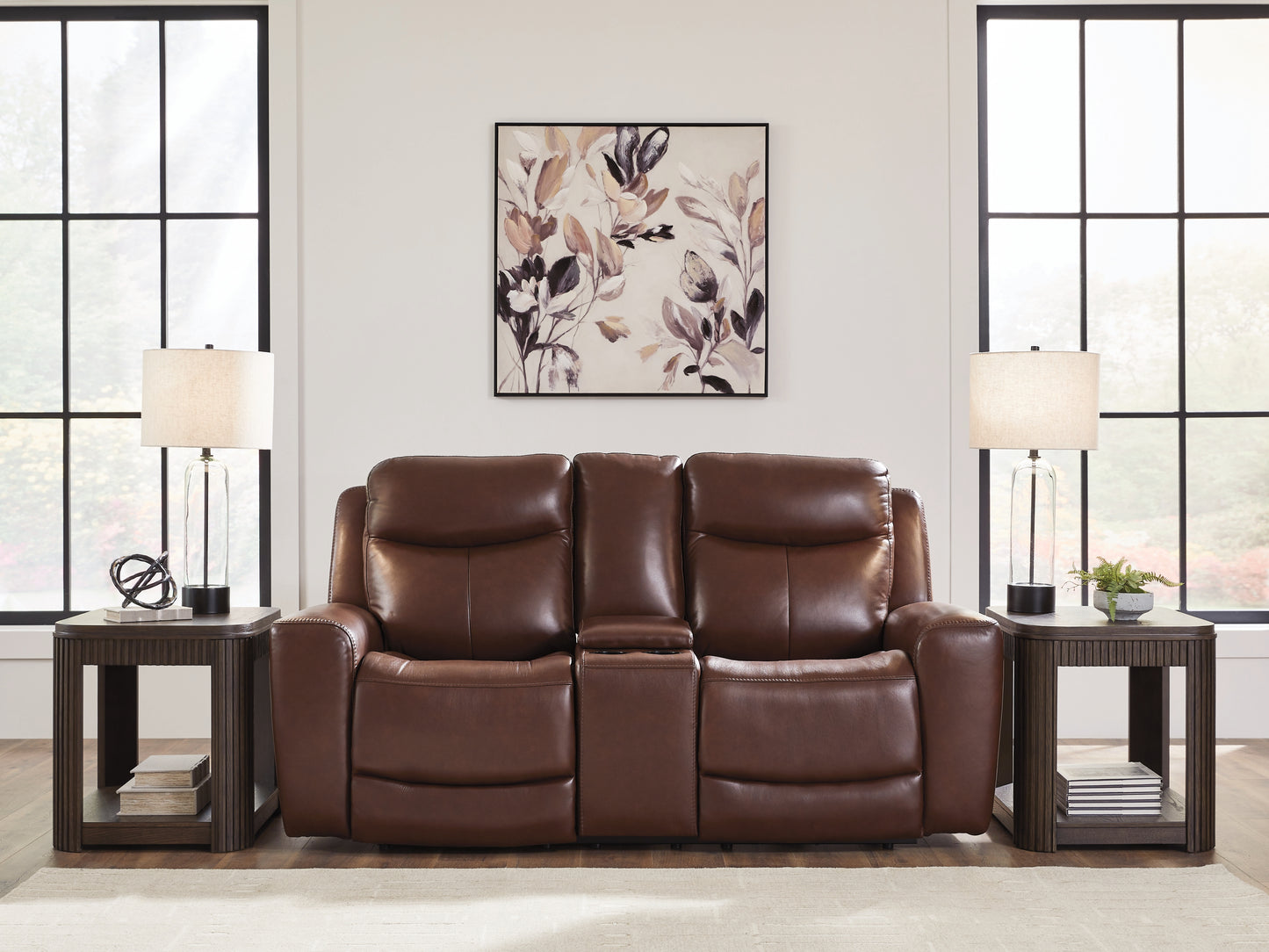 Pines Furniture Outlet - Ashley Furniture - Next Move Living Room - PWR REC Loveseat/CON/ADJ HDRST / Mahogany - PCU1210218