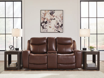 Pines Furniture Outlet - Ashley Furniture - Next Move Living Room - PWR REC Loveseat/CON/ADJ HDRST / Mahogany - PCU1210218