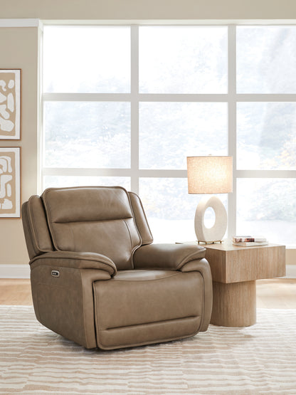 Pines Furniture Outlet - Ashley Furniture - Glencroft Living Room - PWR Recliner/ADJ Headrest / Sahara - PCU1240013