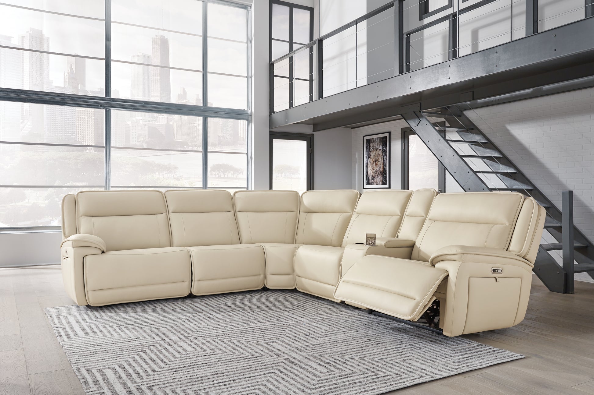 Pines Furniture Outlet - Ashley Furniture - Double Deal Sectional - 5-Piece Reclining Sectional with Console / Almond - U13001S8