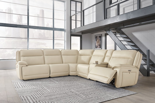 Pines Furniture Outlet - Ashley Furniture - Double Deal Sectional - 5-Piece Reclining Sectional with Console / Almond - U13001S8