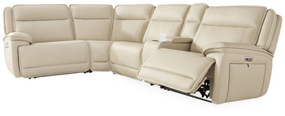Pines Furniture Outlet - Ashley Furniture - Double Deal Sectional - 5-Piece Reclining Sectional with Console / Almond - U13001S8