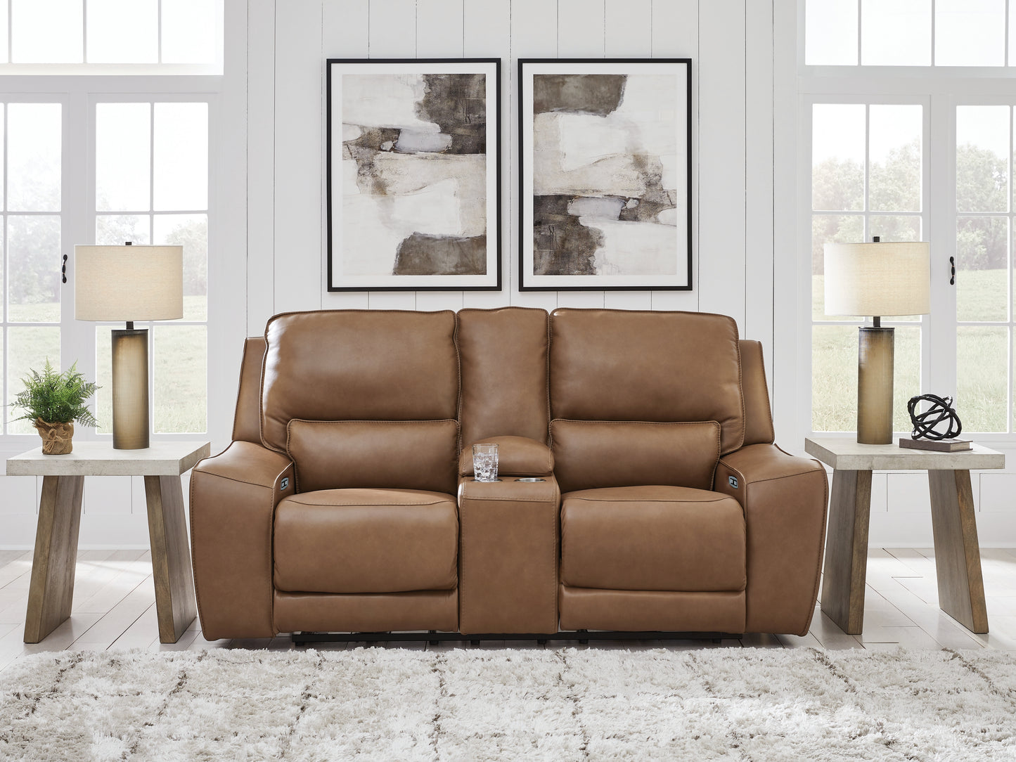 Pines Furniture Outlet - Ashley Furniture - DeepWakes Living Room - PWR Recliner/ADJ Headrest / Caramel - PCU6260613
