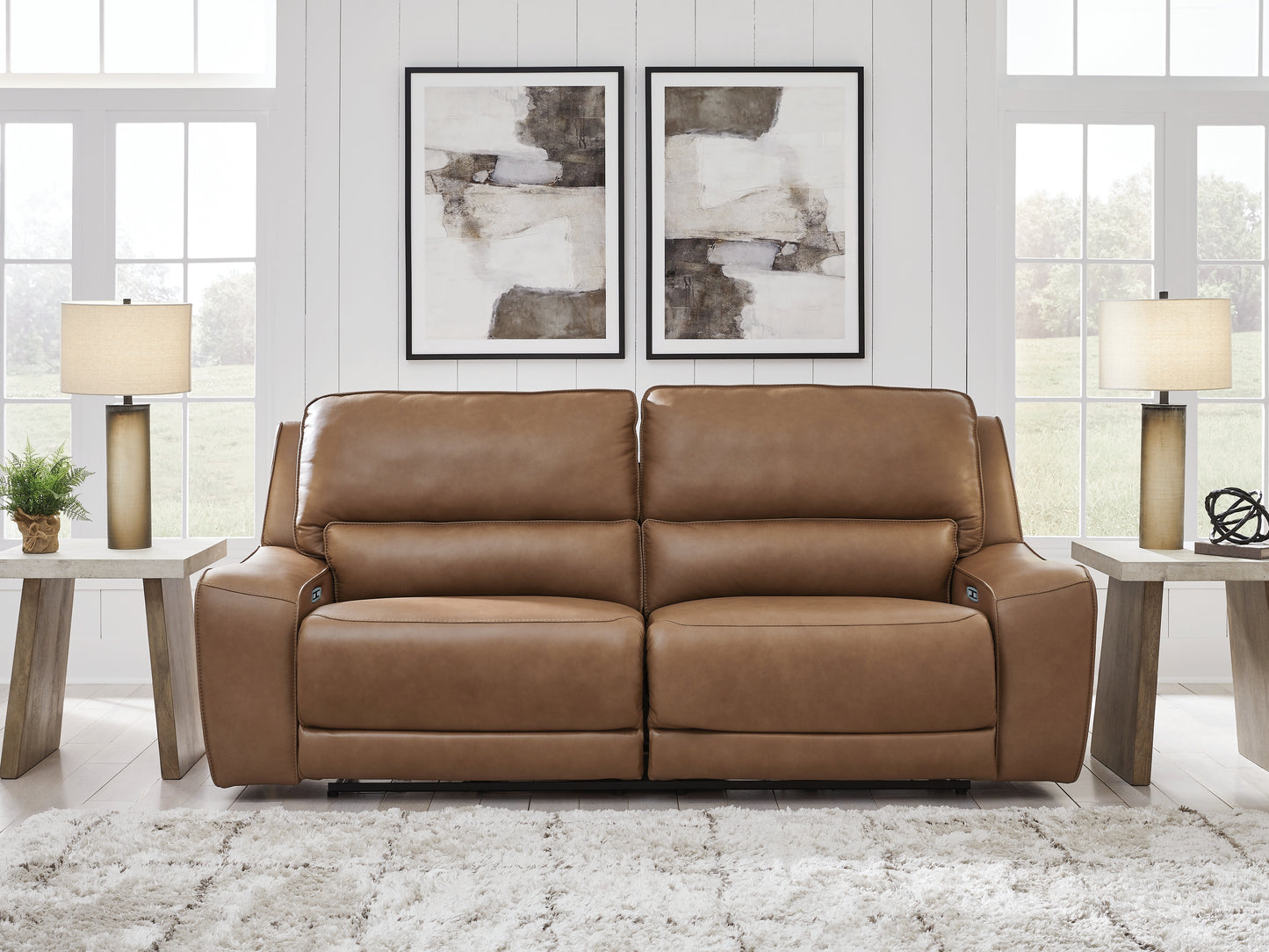 Pines Furniture Outlet - Ashley Furniture - DeepWakes Living Room - 2 Seat PWR REC Sofa ADJ HDREST / Caramel - PCU6260647
