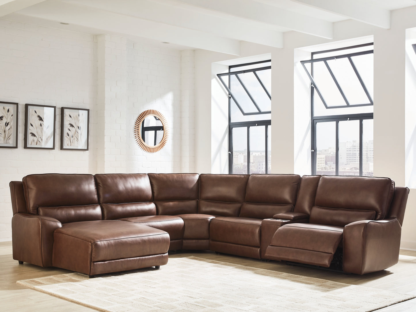 Pines Furniture Outlet - Ashley Furniture - DeepWakes Sectional - 6-Piece Power Reclining Sectional with Chaise / Canyon - PCU62607S19