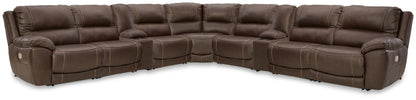 Pines Furniture Outlet - Ashley Furniture - Dunleith 9-Piece Power Reclining Sectional - 9-piece Power Reclining Sectional / Chocolate - U71604S10