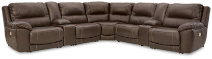 Pines Furniture Outlet - Ashley Furniture - Dunleith Sectional - 7-Piece Power Reclining Sectional / Chocolate - U71604S7