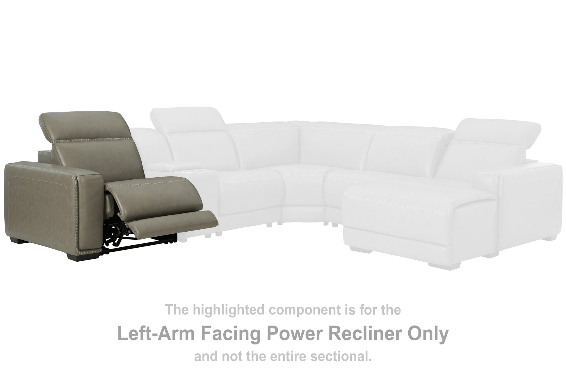 Pines Furniture Outlet - Ashley Furniture - Correze Sectional - LAF Zero Wall Power Recliner / Gray - U9420258