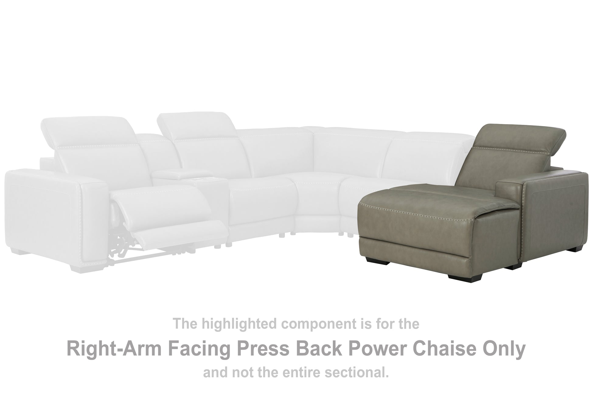 Pines Furniture Outlet - Ashley Furniture - Correze Sectional - RAF PWR Reclining Back Chaise / Gray - U9420297