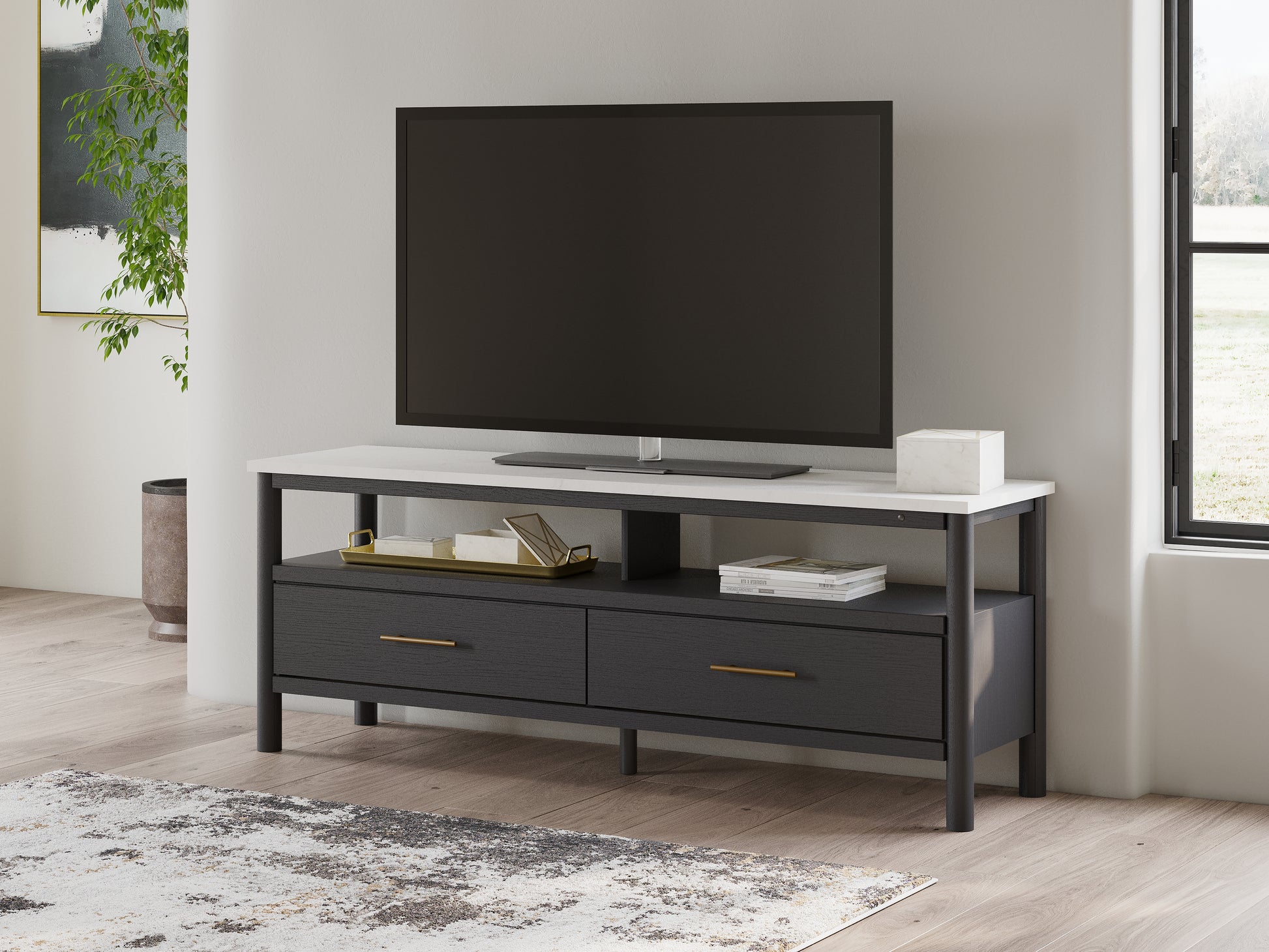 Pines Furniture Outlet - Ashley Furniture - Cadmori TV Stand - 72" / Black/White - W2616-68