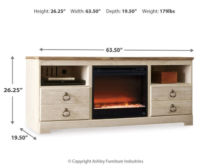 Willowton 64" TV Stand with Electric Fireplace
