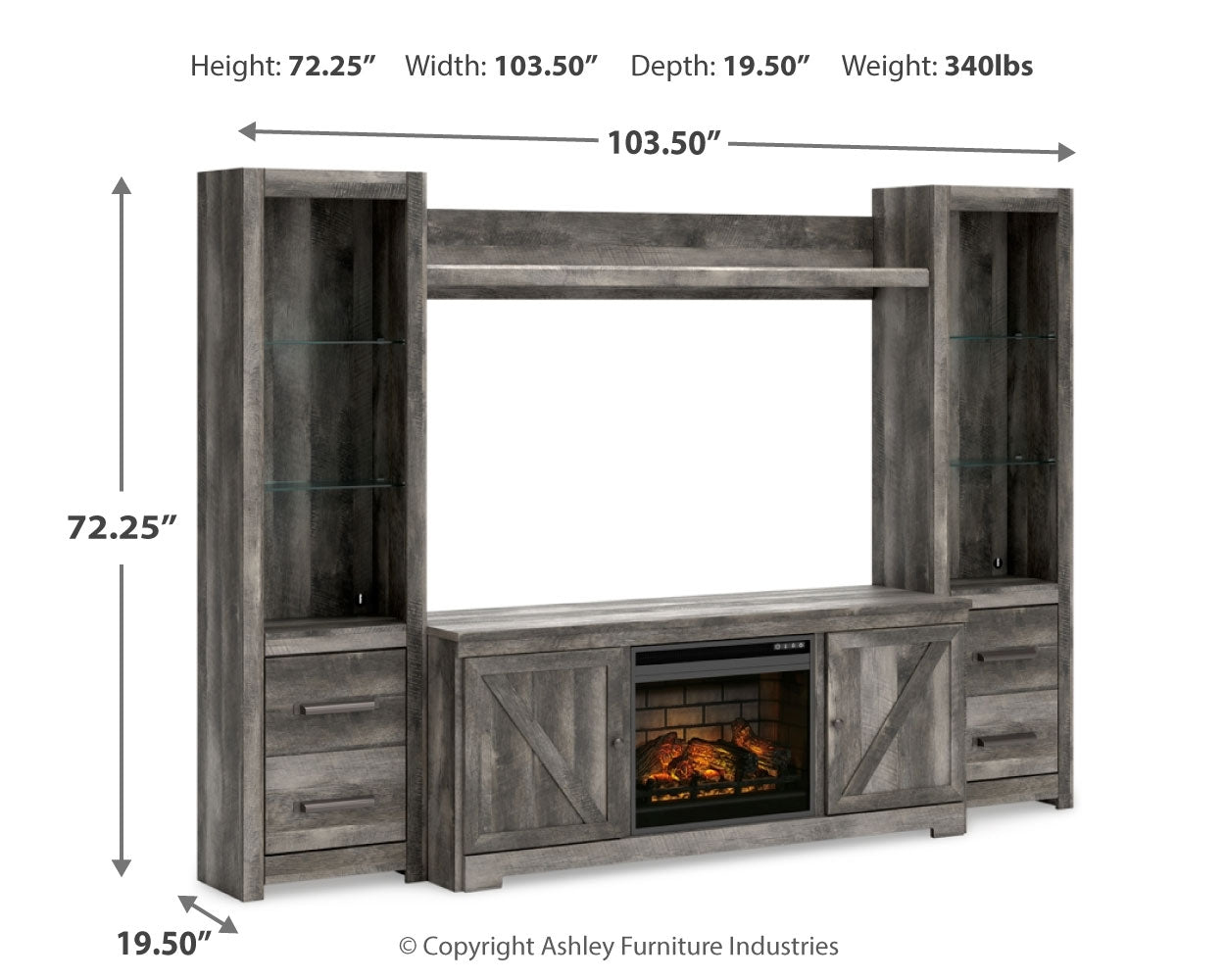 Wynnlow 4-Piece Entertainment Center with Electric Fireplace