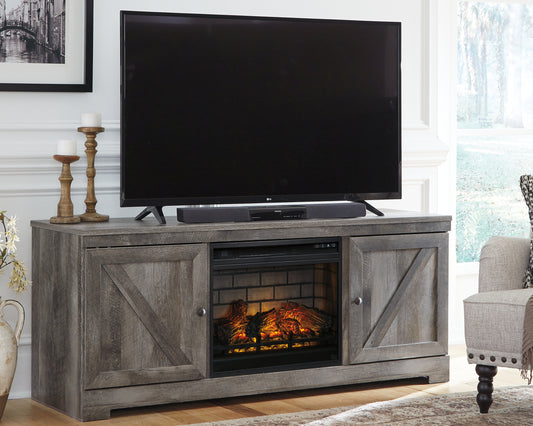 Pines Furniture Outlet - Ashley Furniture - Wynnlow 63" TV Stand with Electric Fireplace - 63" TV Stand with Electric Fireplace / Gray - W440W9