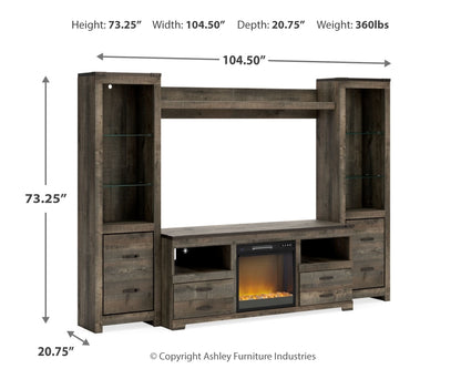 Trinell 4-Piece Entertainment Center with Electric Fireplace