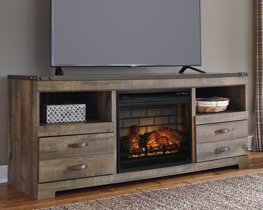 Pines Furniture Outlet - Ashley Furniture - Trinell 63" TV Stand with Electric Fireplace - 63" TV Stand with Electric Fireplace / Brown - W446W9