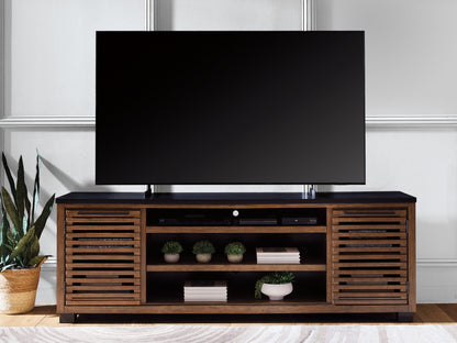 Pines Furniture Outlet - Ashley Furniture - Kallari 84" TV Stand - 84" / Warm Brown/Black - W737-78